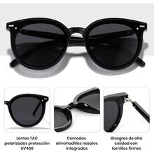 Lentes de Sol para Mujeres, Lentes Polarizados Mujeres Lente Retro Protección UV para Conducir, Viajar, Compras - azul - Ver 7