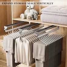 CICUFY - Barra de valet extraíble para clóset, barra ajustable de alta resistencia, estante telescópico para pantalones de 14.7 pulgadas, riel para colgar ropa de aluminio espacial, organizador de - 350 mm/13,7 pulgadas - Ver 11