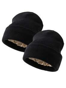 Women'S Silky Satin Beanie -Anti-Static, No Frizz, KnitCap For Winter Warmth