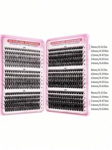 Bulk Pack False Eyelashes, Curled D-Curl, 8-16mm, DIY Lashes, Natural & Fluffy, Lightweight & Soft, Reusable Individual Cluster Lashes, Suitable For Travel, Daily Wear (Beginner Friendly), Wedding, Date, Party, Holiday, Also Great As Christmas/Halloween/Gift Lash Set - Đen 3 - Xem 7
