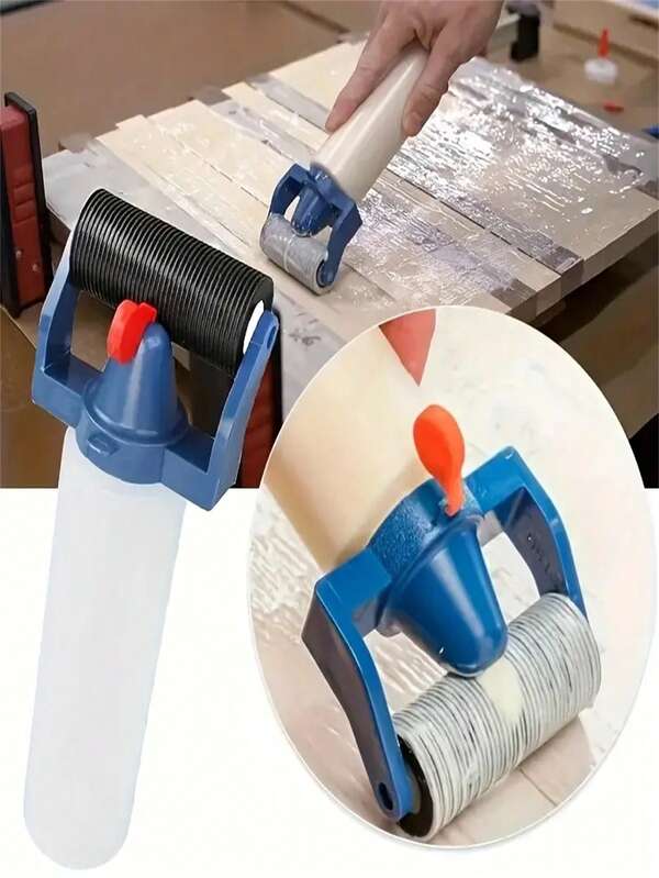 1pc Glue Roller Bottle Set - Adhesive Applicator Kit With Nozzles, Glue Bottle With Glue Roll For Woodworking & Crafts, Simple Portable Wood Glue Applicator Set