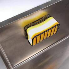 Soporte para esponja de fregadero de cocina con ventosa, soporte de esponja de acero para fregadero, estante de almacenamiento para fregadero de cocina, soporte para estropajo (plateado) - Negro - Ver 3