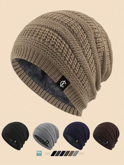 时尚男士“CK”标签针织帽，冬季户外羊毛保暖帽，适合钓鱼、爸爸等。女士休闲纯色宽松帽，轻便、柔软舒适，适合通勤、户外活动、徒步旅行、滑雪、狩猎，是送给朋友和家人、万圣节、圣诞节的理想礼物