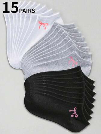 1/15 Par de meias curtas femininas, meias invisíveis, meias brancas, meias pretas, meias cinzas, meias femininas, meias fofas, meias femininas, meias pretas, detalhes de desenho animado, design de orifício respirável de trilho guia, absorção de umidade, macias e suaves, adequadas para vários feriados, esportes, lazer, negócios e outras roupas diárias, podem ser usadas o ano todo, as combinações de cores são aleatórias.