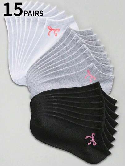 1/15 Paio di calzini corti da donna, calzini invisibili, calzini bianchi, calzini neri, calzini grigi, calzini da donna, calzini carini, calzini da ragazza, calzini neri, dettagli a cartoni animati, design con fori per guide d'aria, assorbimento dell'umidità, morbidi e lisci, adatti per varie occasioni come vacanze, sport, tempo libero, lavoro e altro uso quotidiano, indossabili tutto l'anno, le combinazioni di colori sono casuali.