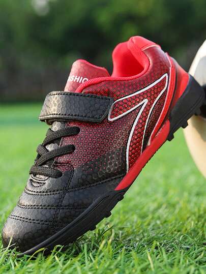 Youth Soccer Cleats, Campus Student Outdoor Sports Soccer Shoes, Soccer Training Shoes, Soccer Match Specialized Shoes, Soft Spikes Non-Slip (Asymmetrical Shoe Pattern And Color)