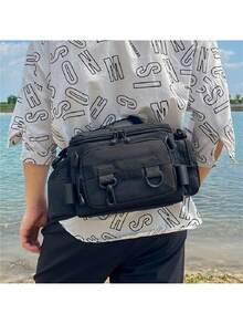 1pc New Multi-Functional Lure Fishing Bag, Waterproof & Wear-Resistant, Can Be Hung On Rod, Large Capacity Crossbody Fishing Tackle Bag