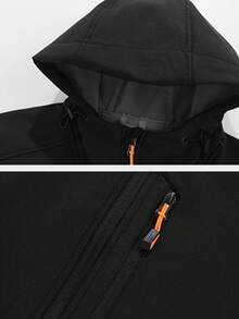 Men's Outdoor Thermal Lined Thick Jacket, Casual Fashion Minimalist Coat, Autumn/Winter,Fleece - Black - View 4