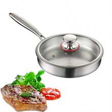 Chảo rán 3 lớp bằng thép không gỉ, phù hợp với mọi loại bếp, làm nóng nhanh và đều, tương thích với bếp từ, có thể rửa bằng máy rửa chén, chống dính, chảo rán nhỏ, chảo rán chống dính có nắp, bộ dụng cụ nấu ăn, chảo rán hình tổ ong, dụng cụ nhà bếp hiện đại, chảo rán thời trang, chảo rán chất lượng cao, dụng cụ nấu ăn bền bỉ, dụng cụ nhà bếp đa năng, chảo rán chống dính, dùng cho đầu bếp chuyên nghiệp, nấu ăn hàng ngày. - Bạc - Xem 3