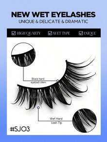 6 Pairs Wet Manga Lashes: Anime False Eyelashes With Wet Look, Wispy & Natural A Doe-Eye Effect, Reusable Makeup - Đen 3 - Xem 7