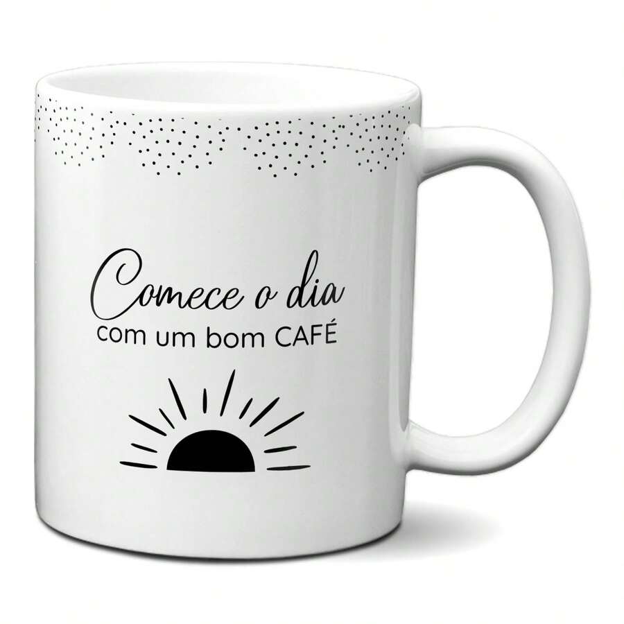 Minimalist Coffee Mug Start The Day Funny Phrase - White - View 1