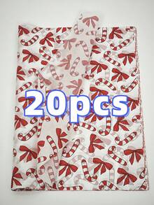 20pcs Christmas Style Candy Pattern Thin Paper, Size 19.69 Inches * 13.78 Inches, Handmade Packaging Paper, Shatterproof Item Protection, Gift Box Filling, Party Decoration - Halloween Design, Holiday Packaging, Durable Packaging, Christmas Decoration, Holiday Decoration