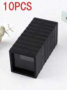10pcs Clear Floating Jewelry Boxes With Black Borders - Dustproof, Moisture-Resistant, Stackable Storage Organizer - PE Plastic Film Display Cases For Necklace, Bracelet, Earring, Ring - Ideal For Jewelry Store, Home, Gift Packaging, Jewelry Organizer Storage, Personal Item Organizer, Square Display Case, Highquality Plastic, Home Organization, Sleek Packaging, Sturdy Construction, Boutique Owners