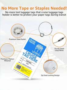 4 Pack Cruise Luggage Tag Holders, Specifically Designed For Carnival, Princess, Cruise Liner-Your Ideal Companions For Smooth Embarkation! As Essential Cruise Essentials And Must-Have Cruise Accessories, They Shield Tags From Tears Or Loss. - 無色 - 查看 4