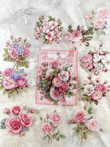 20pcs/Pack Vintage Flower PET Stickers, Multi-Size, For Scrapbooking, DIY Crafts, Photo Album Decoration - Multicolor - View 12