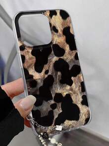Husă de telefon minimalistă cu perle artificiale, imprimeu leopard, vopsită în stil ghepard, elegantă, cu ciucuri din pene, decorați pentru brățară, compatibilă cu 17 PROMAX /17/16/15 Pro Max, 15 Pro Max, 13/14/11/12/XS/XR/7/8/SE2, Galaxy A14/A15/S23/A50/A12/A32/A52/A72/A51/A21S/A13/A14/S22/S23 Ultra/S20 FE, cadou de ziua de naștere, versiune internațională, nu versiunea națională, aniversare de primăvară - Multicolor - Vizualizare 4