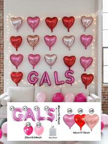 Bộ 28 phụ kiện trang trí tiệc ngày lễ tình nhân Galentine, bóng bay chữ "GALS" màu đỏ tía 16", bóng bay hình trái tim màu đỏ, hồng và vàng hồng 18", bóng bay cao su màu đỏ tía và pastel 10", thích hợp cho tiệc Galentine, tiệc Gals, tiệc độc thân dành cho quý cô - Nhiều màu - Xem 8