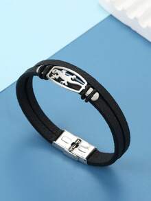 1pc Fashionable Men's Bracelet With Silver Gecko Decor, Versatile For Daily Wear, Perfect Gift, Essential For Going Out