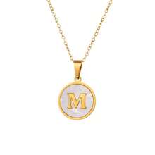 1 件优雅不锈钢字母吊坠项链，26 个字母可选，圆形字母吊坠项链，防水锁骨链，适合女性日常佩戴 - 圓形 - 查看 18