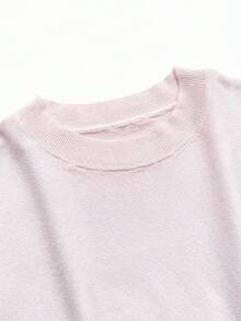 Fine Spun New Loose Short Sleeve T-Shirt Women, Distinctive Sleeveless Knit Sweater, Solid Color Undershirt Pink Summer - Pink - View 6