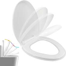 Asiento para inodoro, Asiento del inodoro de cierre lento, Asiento de inodoro universal(blanco) - 1 - Ver 7