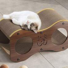 垂直猫抓板，耐用瓦楞纸猫玩具，猫屋，草编猫窝 - 彩色 - 查看 5