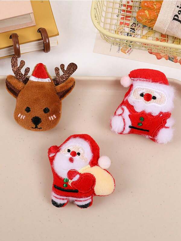 (Zufälliger Stil) Kreative Cartoon Brosche, Weihnachts-Rentier-Weihnachtsmann Brosche, vielseitige süße Brosche, Cartoon Rückseite offene Weihnachts Brosche, Schlüsselanhänger Anhänger Accessoire Geschenk