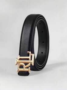 1pc New Letter Smooth Buckle 2.5cm Wide Women's Belt, Classic Fashion Personalized Design, Versatile Match With Jeans, Great Mother's Day Gift (In-Stock With No Defects)