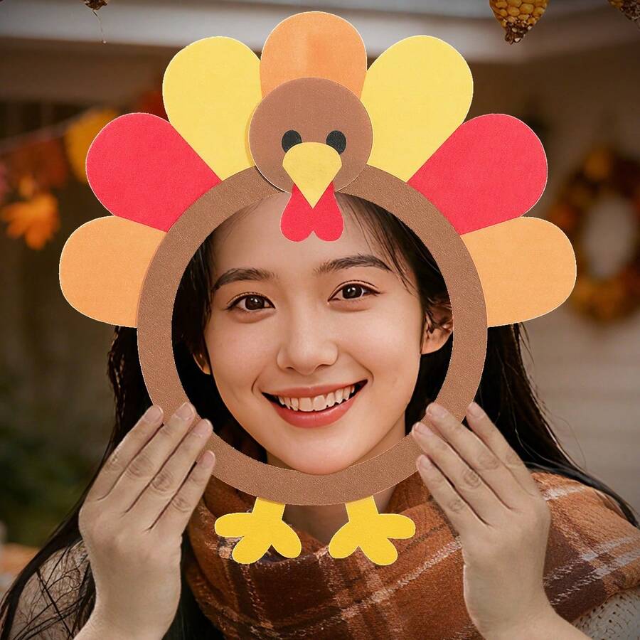 1 set de decorațiuni foto din pâslă cu dovleac, curcan și frunză de arțar pentru Ziua Recunoștinței