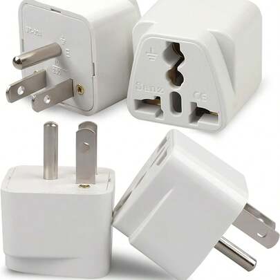 2pcs Universal Adapter, Europe To USA Plug Travel Adapter (White)