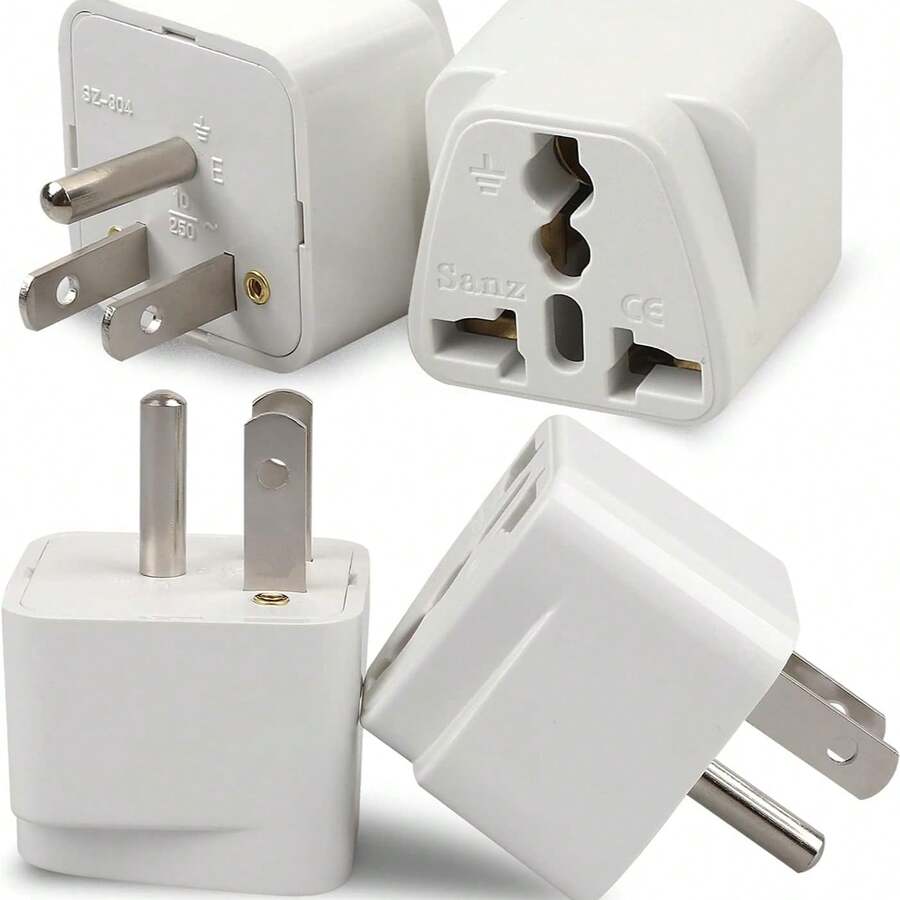 2pcs Universal Adapter, Europe To USA Plug Travel Adapter (White)