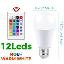 25W LED RGB 燈泡 附遙控器 E27/E26 多色 85-265V 可調光 變色 嵌入式天花板燈 10W 智慧電競 客廳 臥室 聖誕節 萬聖節 夜間照明 15W 4 種動態模式 吧檯射燈 20W 背光牆面氛圍燈 5W - RGB Bulb-with 24key Remote(E27/E26) - 查看 20