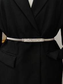 1 قطعة سلسلة معدنية قابلة للتمدد بتزيين من الراين للنساء، مناسبة للفساتين والمعاطف، مناسبة للارتداء اليومي في الصيف والمدرسة والخريف وعيد الهالوين