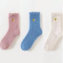 1/3/5双女士日式刺绣爱心厚款保暖袜，适合产后 - 彩色 - 查看 11