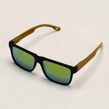 Men's Full Frame Imitation Bamboo Wood Grain Square Glasses, Non-Prescription Glasses Suitable For Daily And Formal Occasions, Ideal Gift For Father's Day, Birthday, Anniversary - Modern Exquisite Appearance, Fashionable Accessories, Comfortable Fit,  Style, Professional Wear - 黑框紅色 - 查看 4