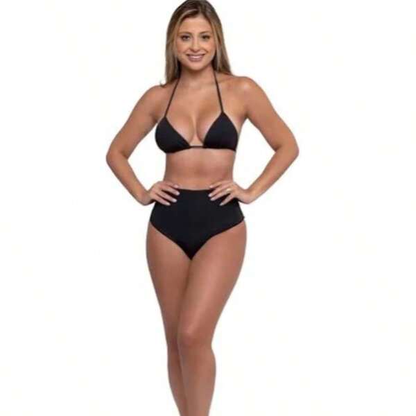 Biquíni Cortininha Cintura Alta Hot Pants Sem Bojo Feminino Lançamento Verão