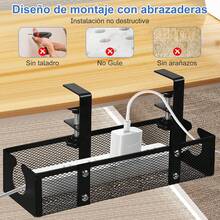 EMAGIE Organizador de Cables Escritorio - Juego de 49 Piezas Sin Perforar Organizador de Cables de Altura de Borde Mejor Antideslizante y Anticaída Debajo de La Mesa Organizador Cables (Negro) - Negro Tallas Grandes - Ver 3