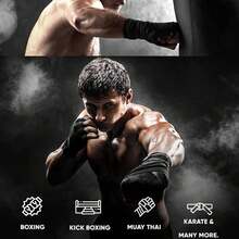 QWTG Cinta Boxeo Vendas de Mano, Largas 5, Elasticas Endas de Mano Profesionales para Protección de Muñecas y Nudillos, Vendas de Mano para Boxeadores, Kickboxing, Muay Thai y. - Negro - Ver 8