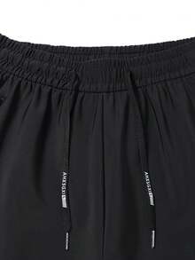 女士保暖内衬直筒裤，休闲弹力腰带冬季打底裤 - 黑色 - 查看 8