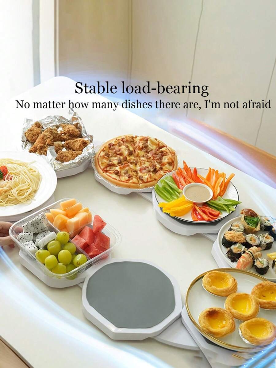 9pcs 360° Rotation Kitchen Turntable, Heat Resistant Versatile Organizer For Dining Table Tops & Kitchen Countertops (Fits Rectangular Tables).