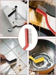 Stove Cleaning Tool Set, Paired With Brush Kit - Plastic, Color Coded (Black, Red, Yellow, White, Green, Blue, Brown) - Suitable For Gas/Oven/Induction Cooker, Shower, Bathtub, Sink, Oven, Dishwasher Multi Surface Safety