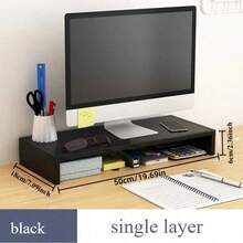 1pc Multifunctional Monitor Riser Desk Stand With Storage Drawer - Space-Saving Ergonomic Laptop Keyboard Organizer, Sturdy White Desk Accessory For Home Office, Compact Workspace Solution, Minimalist Design, Durable Construction - Multicolor - View 15