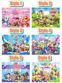Paw Patrol Paw Patrol 1pc Paw Patrol Theme Photography Backdrop Cloth, Birthday Party Decoration Banner, Background Props, Atmosphere Background Cloth, Ceremony Background Cloth, Party Photo Banner