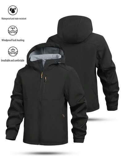 Męska kurtka outdoorowa z podszewką termiczną, gruba, casualowa, minimalistyczna, jesienno-zimowa, polarowa