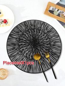 1/4/8pcs,PVC Place 15inch Mats And 3.9inch Coaster For Kitchen Table Indoor/Outdoor Washable Heat-Resistant Placemat Wipeable Dining Table Mats And Coaster For Camping, Festival, Wedding, Party - Black - View 11
