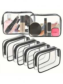 4 piezas Bolsas de tocador de moda y sencillas para hombres y mujeres, bolsas cosméticas impermeables y transparentes de tamaño de cuarto de galón aptas para ambos géneros, se pueden llevar a bordo de aviones y se pueden regalar 1/2/3 piezas, bolsa de maquillaje, bolsa de maquillaje, bolsas de maquillaje, bolsa cosmética, organizador de maquillaje, bolsa de maquillaje, bolsa, tocador, bolsas de maquillaje, bolsa de maquillaje pequeña, bolsa de maquillaje, bolsa cosmética, gran capacidad, bolsa de maquillaje grande, regalos de Navidad, bolsa, regalos para mujeres, bolsa / bolso pequeño, organizador de maquillaje, bolsa, soporte de brochas, mini bolsa, bolsa de gran capacidad, regalos para mujeres, regalos de Navidad, ideas de regalo para mujeres - Rosa Fucsia - Ver 7