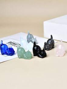 Exquisita talla de gato de cristal natural, diseño único, cristal curativo, piedras que contienen energía, piedra de meditación de curación de energía, perfecta para la decoración del hogar y como regalo, para decoración de bolsillo, para regalo de vacaciones, de la marca CUPIDCRYSTAL - Gato mirando hacia atrás - Ver 14