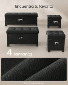 Taburete de almacenamiento, con reposapiés, adecuado para sala de estar, dormitorio, negro azabache, 32 x 40 x 33.5 cm - Azul oscuro - Ver 8