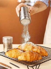 1 pieza Dispensador de polvo de precisión de acero inoxidable, para pimienta, cacao en polvo, sésamo en polvo, con malla fina para dispensar rápidamente, bloquea objetos extraños, salero de cocina, accesorio para BBQ, utensilio de cocina