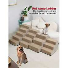 درج حيوانات أليفة قابل للتعديل من الدرجة الممتازة مصمم للكلاب والقطط - مع قاعدة مانعة للانزلاق وغطاء قابل للإزالة للتنظيف السهل، حل تسلق خفيف الوزن لجميع الأعمار، درج حيوانات أليفة ب- 2/3/4/5 خطوات كرسي أريكة غير قابل للانزلاق متين حامل سرير قابل للفك وغسيل، رعاية المفاصل للحيوانات الأليفة المسنة، مساعد التنقل للحيوانات الأليفة المصابة، رعاية الحيوانات الأليفة ذوي المشاكل في التنقل - متعدد الألوان - مشاهدة 10